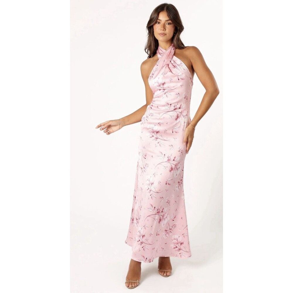 Petal & Pup Mila Halterneck Maxi Dress - Pink Floral Size:XL $99